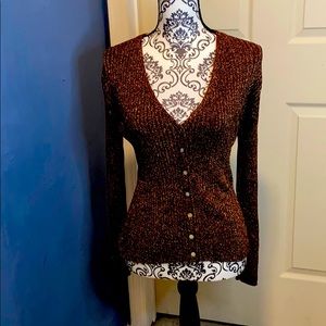 Joseph Allen Brown Glitter v-neck sweater!